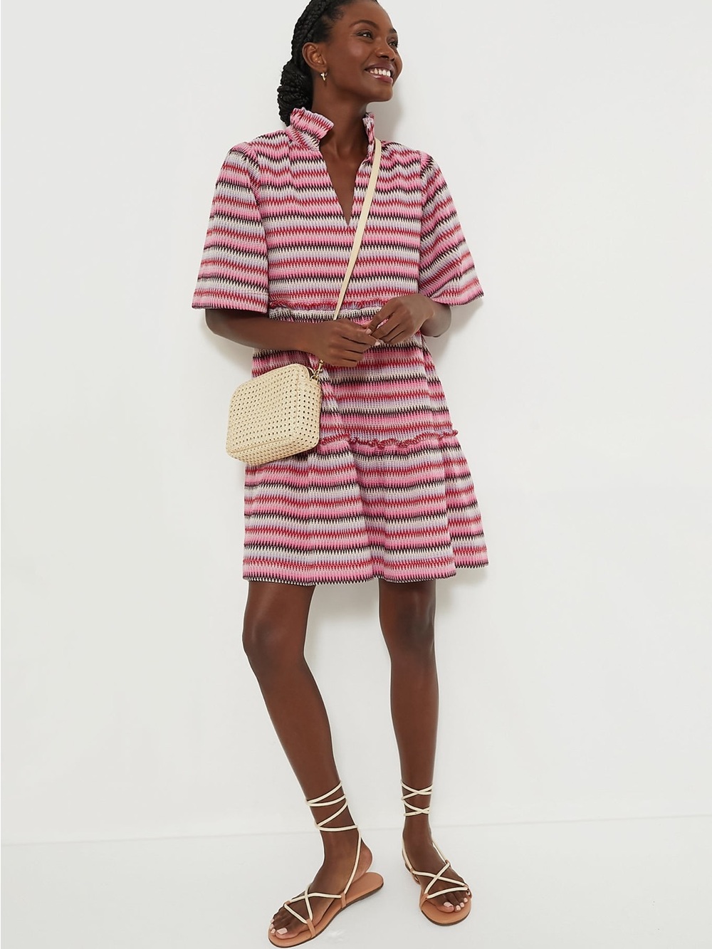 Tuckernuck Pink Knit Chevron Crawford Dress Size M